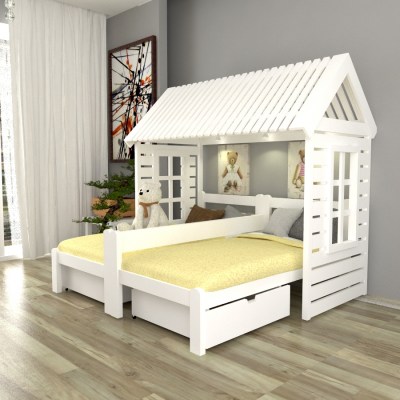Кровать домик Barby-1-G2-12 для детей и подростков из массива сосны 
