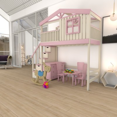 Кровать чердак двухъярусная в виде домика Chalet-CH-G1-N-LKP4  из массива сосны 
